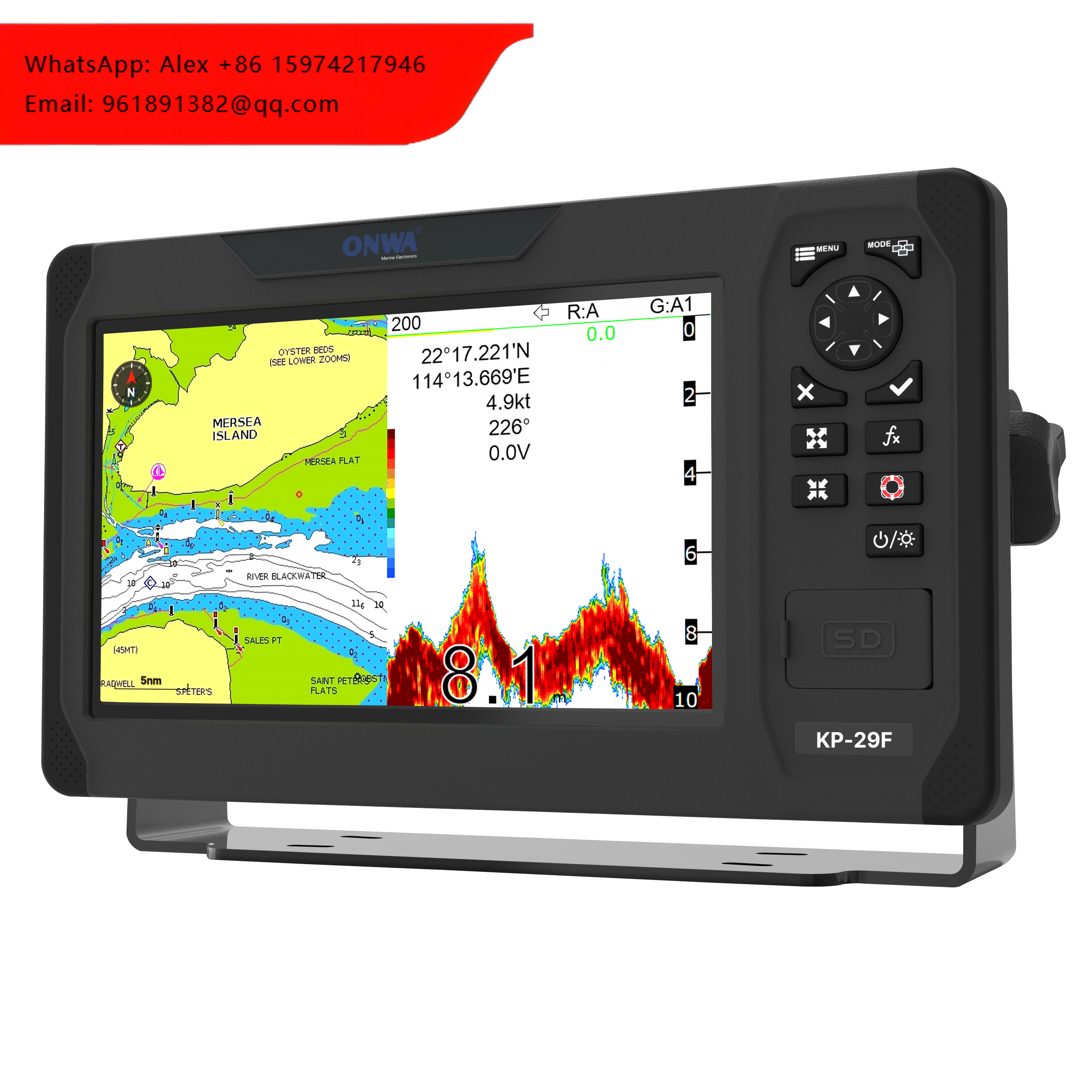 Fish Finder Gps - KP-29F (NEW) ONWA 9 Inch GPS