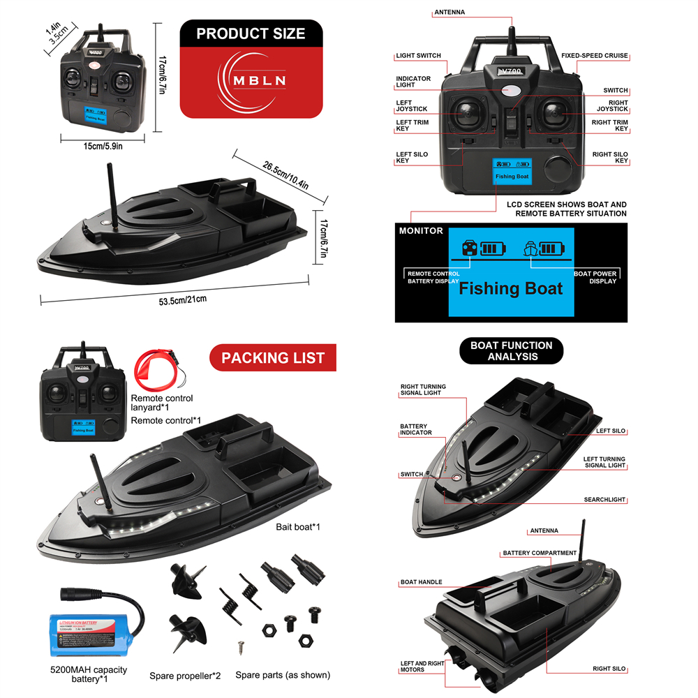 Brand,Fishing Bait Boat,Dual M - Fishing Gps avis et prix