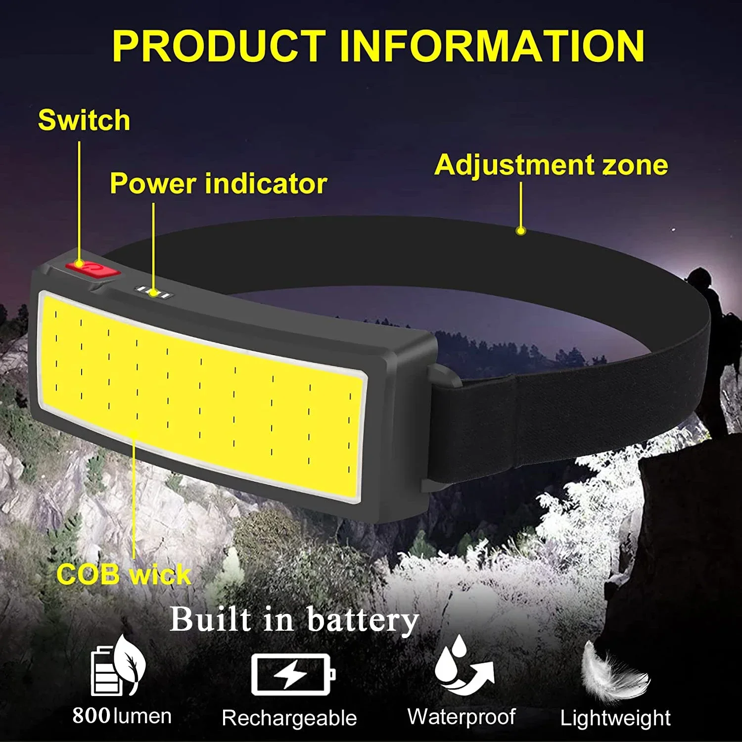 Powerful COB LED Headlamp Type - Fish Finder Battery avis et prix
