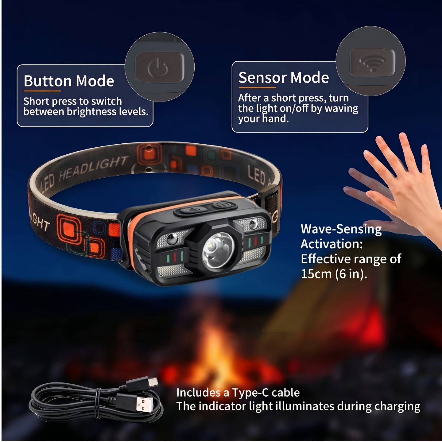 USB Rechargeable LED Headlamp  - Fish Finder Battery avis et prix